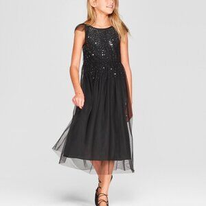 Girls black mesh and sequin fairy dress Sz XS (4/5)